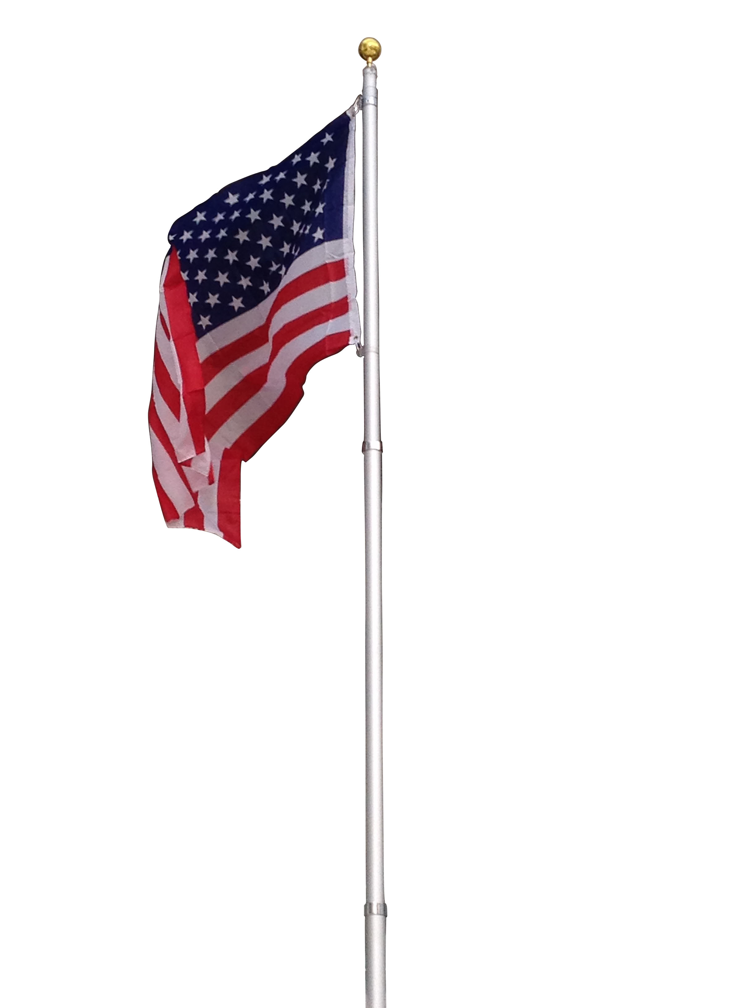 25ft Telescopic Aluminum Flagpole US 3'x5' Flag Gold Ball Outdoor Kit ...