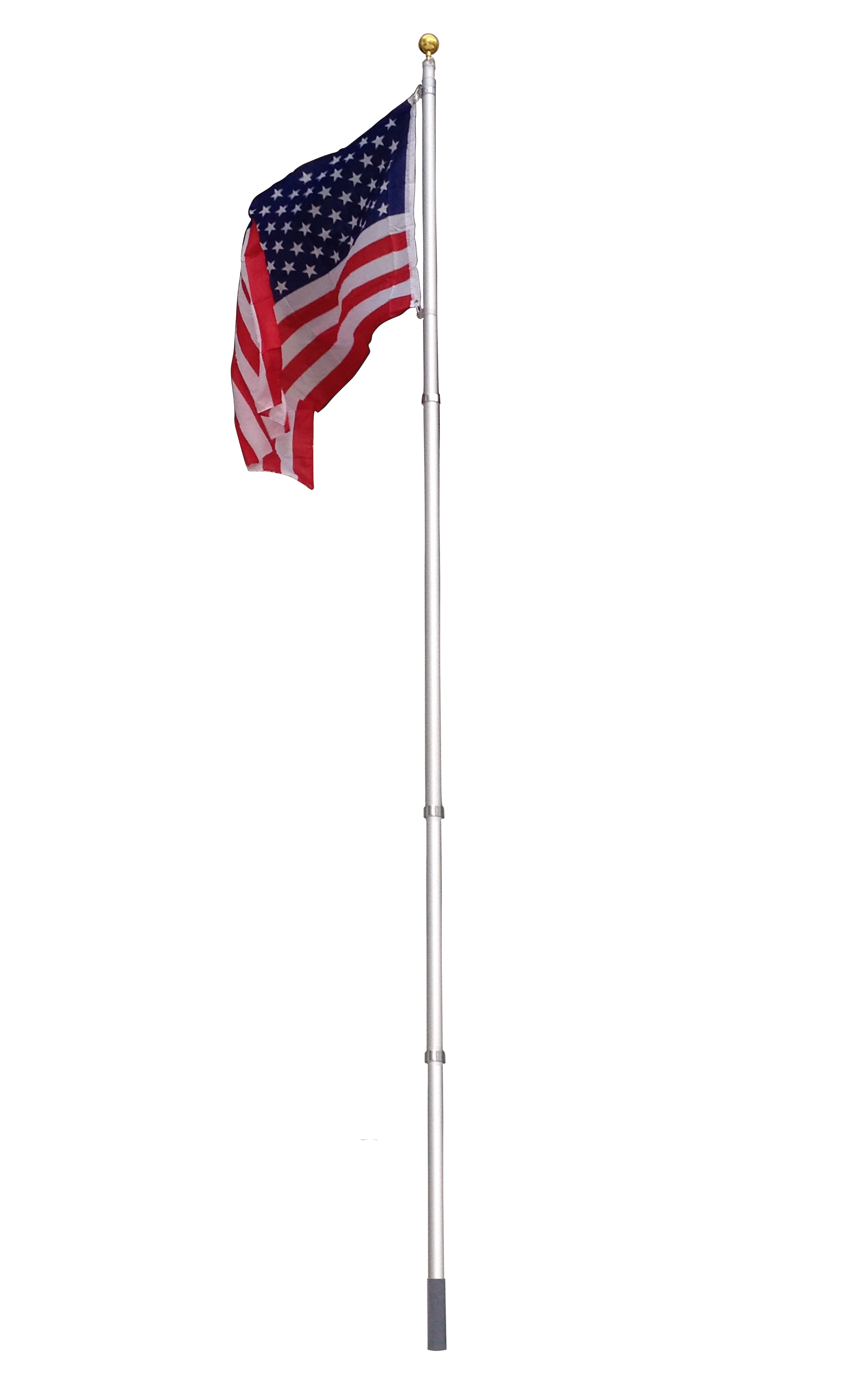 25ft Telescopic Aluminum Flagpole US 3'x5' Flag Gold Ball Outdoor Kit ...